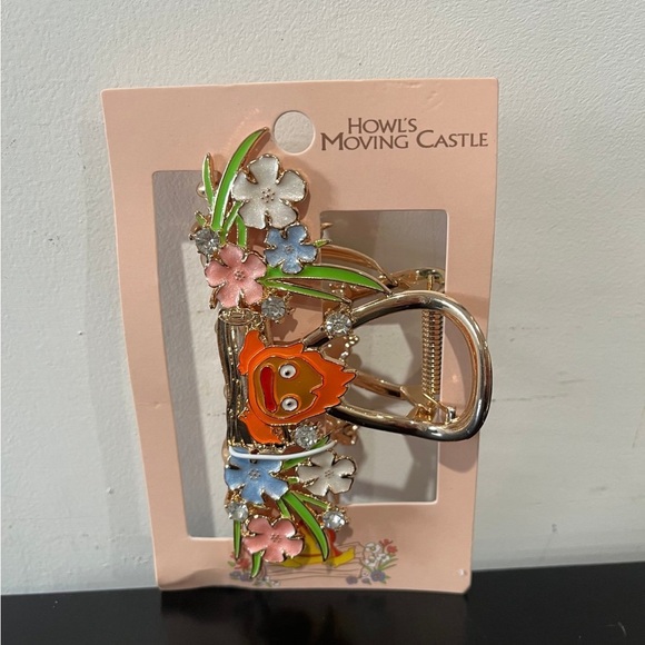 Studio Ghibli Howl's Moving Castle Calcifer Floral Claw Clip - Picture 2 of 3